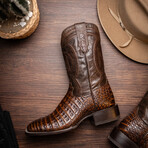 Western Collection Tucson // Caiman Belly Leather Cowboy Boot // Aged Brown (US: 7.5)