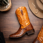 Western Collection Tucson // Caiman Belly Leather Cowboy Boot // Aged Maple (US: 7)