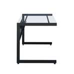 Caesar 50x28" Desk in Black with Clear Tempered Glass Top