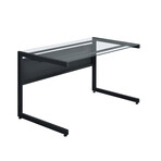 Caesar 50x28" Desk in Black with Clear Tempered Glass Top