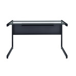 Caesar 50x28" Desk in Black with Clear Tempered Glass Top