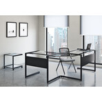 Caesar 50x28" Desk in Black with Clear Tempered Glass Top