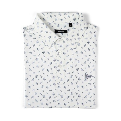 The Windy Lavender Polo // White + Blue (M)
