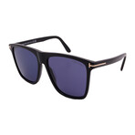 Tom Ford // Men's // FT0832/S 01V Square Sunglasses // Black + Blue Lenses
