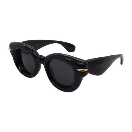 Loewe // Unisex // LW40118I 01A Round Sunglasses // Black Gold + Gray