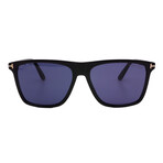 Tom Ford // Men's // FT0832/S 01V Square Sunglasses // Black + Blue Lenses