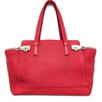 Ferragamo // Leather Gancini Tote Bag // Red // Pre-Owned
