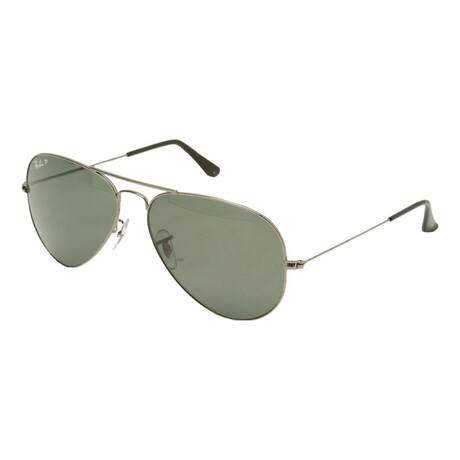 Ray-Ban // Unisex // Aviator Large Metal Polarized Sunglasses // Gunmetal + Crystal Green Polarized