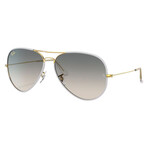 Ray-Ban // Unisex // Aviator Large Metal Sunglasses // Gray On Legend Gold + Clear Gradient Gray