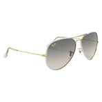Ray-Ban // Unisex // Aviator Large Metal Sunglasses // Gray On Legend Gold + Clear Gradient Gray