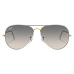 Ray-Ban // Unisex // Aviator Large Metal Sunglasses // Gray On Legend Gold + Clear Gradient Gray