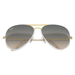 Ray-Ban // Unisex // Aviator Large Metal Sunglasses // Gray On Legend Gold + Clear Gradient Gray