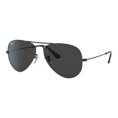 Ray-Ban // Unisex // Aviator Large Metal Polarized Sunglasses // Black + Crystal Green Polarized