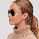 Ray-Ban // Unisex // Aviator Large Metal Polarized Sunglasses // Gunmetal + Crystal Green Polarized