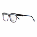 Unisex // Square Optical Frame // Burgandy + Blue