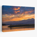 Inukshuk In Setting Sun by Chuck Burdick (16"H x 24"W x 1.5"D)