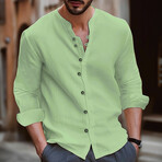 Henley Long Sleeve Button-Down // Light Green (S)