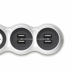 PowerCurve24 // 24W // 5ft // 4-Outlet Rotating + 4 USB-A
