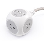 PoweBall24 // 24W // 6ft // Braided 3-Outlet Hub + 4 USB-A