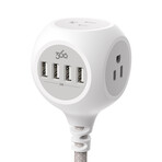 PoweBall24 // 24W // 6ft // Braided 3-Outlet Hub + 4 USB-A