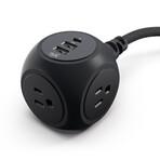 PowerBall32 // 32W // 8ft // Braided 3-Outlet Hub + 2 USB-A + 1 USB-C (Luna Grey)