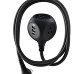 PowerBall32 // 32W // 8ft // Braided 3-Outlet Hub + 2 USB-A + 1 USB-C (Luna Grey)