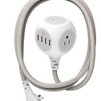 PoweBall24 // 24W // 6ft // Braided 3-Outlet Hub + 4 USB-A