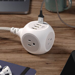 PoweBall24 // 24W // 6ft // Braided 3-Outlet Hub + 4 USB-A