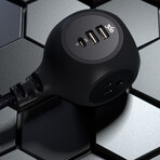 PowerBall32 // 32W // 8ft // Braided 3-Outlet Hub + 2 USB-A + 1 USB-C (Luna Grey)