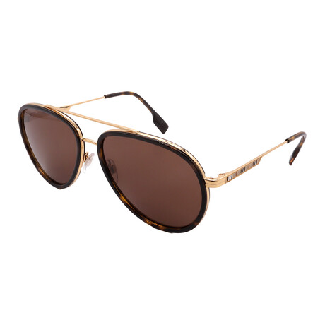 Men's // Burberry BE3125 101773 Pilot Sunglasses // Gold + Dark Brown