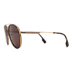 Men's // Burberry BE3125 101773 Pilot Sunglasses // Gold + Dark Brown