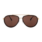 Men's // Burberry BE3125 101773 Pilot Sunglasses // Gold + Dark Brown