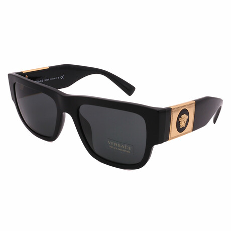 Men's // Versace VE4406 GB1/87 Square Sunglasses // Black Gold + Gray