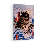 Samurai Wrestling Giant Koi Carp Print on Acrylic Glass by Unknown Artist (16"H x 24"W x 0.25"D)