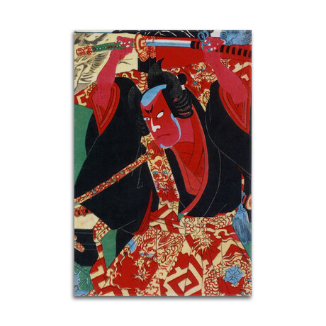 Samurai Painted Red Print on Acrylic Glass by Unknown Artist (16"H x 24"W x 0.25"D)