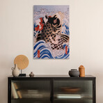 Samurai Wrestling Giant Koi Carp Print on Acrylic Glass by Unknown Artist (16"H x 24"W x 0.25"D)