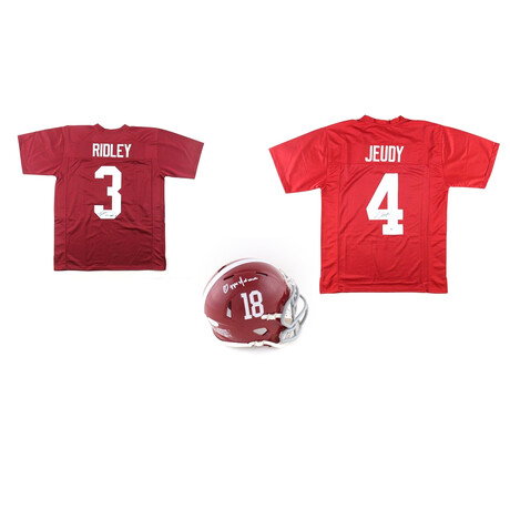 Alabama Crimson Tide // Jeudy & Ridley Signed Jersey + Newsome Signed Helmet