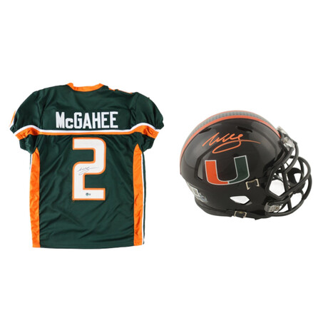 Willis McGahee// Miami Hurricanes // Signed Jersey + Signed Helmet