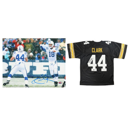 Dallas Clark // Signed Indianapolis Colts Photo + Signed Iowa Hawkeyes Jersey