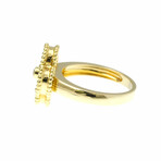 Van Cleef & Arpels // 18k Yellow Gold Vintage Alhambra Diamond + Mother of Pearl Ring // Ring Size: 6  // Store Display