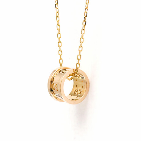 Gucci // 18k Rose Gold Icon Toile Pendant Necklace // 14.96"-16.53" // Store Display