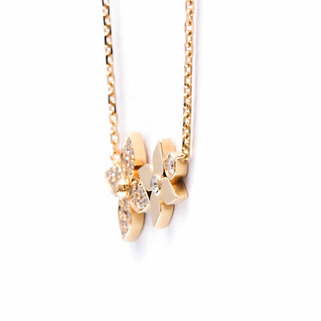 Louis Vuitton // 18k Rose Gold Star Blossom Double Diamond Pendant Necklace // 15.35"-16.14" // Store Display