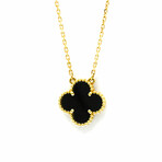 Van Cleef & Arpels // 18k Yellow Gold Alhambra Onyx Pendant Necklace // 14.56"-16.14" // Store Display