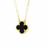 Van Cleef & Arpels // 18k Yellow Gold Alhambra Onyx Pendant Necklace // 14.56"-16.14" // Store Display