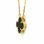 Van Cleef & Arpels // 18k Yellow Gold Alhambra Onyx Pendant Necklace // 14.56"-16.14" // Store Display