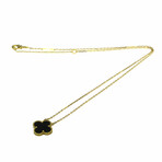Van Cleef & Arpels // 18k Yellow Gold Alhambra Onyx Pendant Necklace // 14.56"-16.14" // Store Display