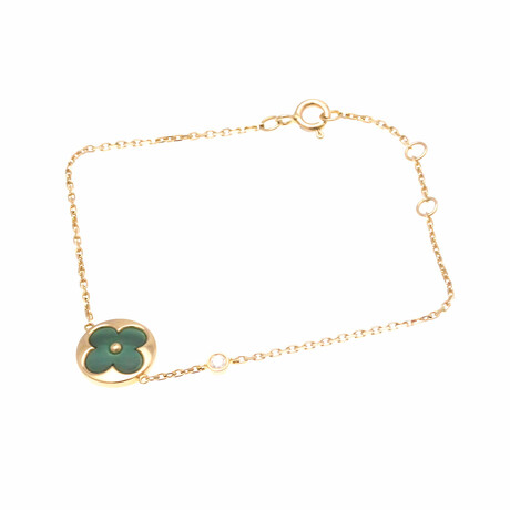 Louis Vuitton // 18k Rose Gold Sun Blossom Diamond + Malachite Bracelet // 5.11"-6.69" // Store Display