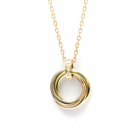 Cartier // 18k Rose Gold + 18k White Gold + 18k Yellow Gold Trinity Diamond Pendant Necklace // 16.53" // Store Display