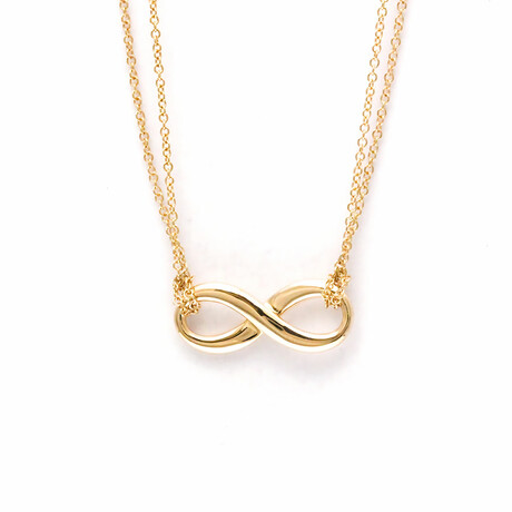Tiffany & Co. // 18k Rose Gold Infinity Double Chain Pendant Necklace // 15.74" // Store Display
