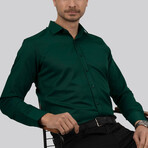 Solid Button-Up Shirt // Slim Fit // Green (XL)